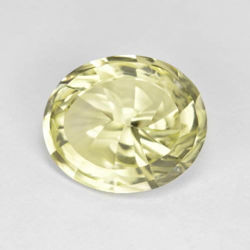 Quartz Jaune verdâtre clair naturelle Coupe ovale, 4.31 ct, VVS