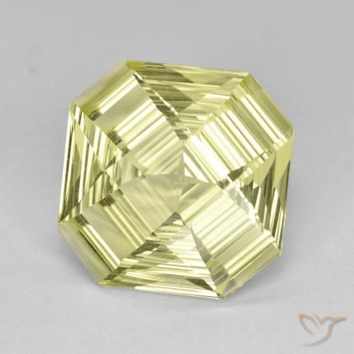 Quartz Jaune citron naturelle Octogone / coupe Émeraude, 5.35 ct, VVS-VS