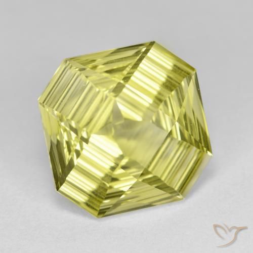 Quartz Jaune ananas léger naturelle Octogone / coupe Émeraude, 6.37 ct, VVS-VS