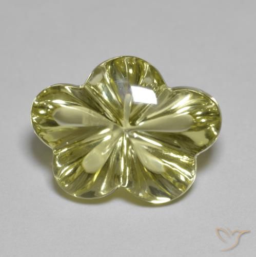 9.65ct Naturel Jaune verdâtre Quartz, Taille Fleur, Transparent