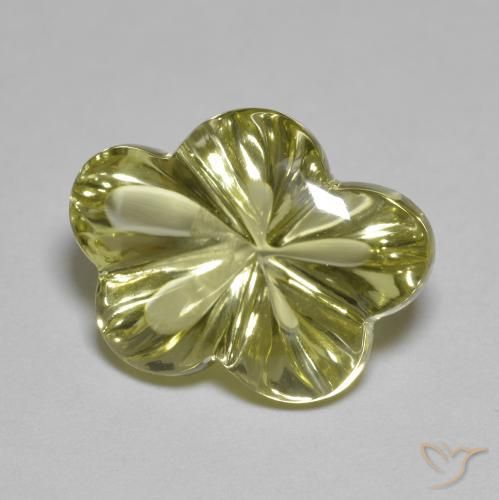 Quartz Jaune verdâtre naturelle Taille Fleur, 9.65 ct, Transparent