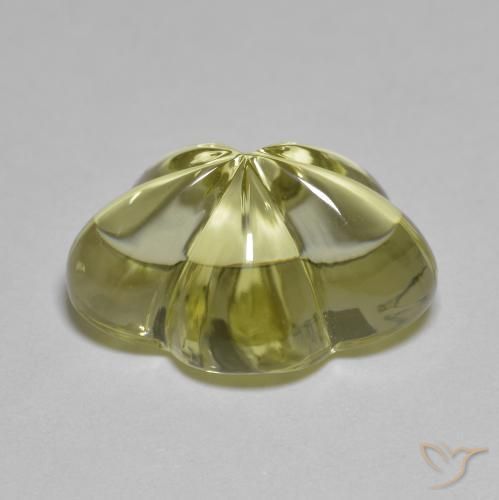 Quartz Jaune verdâtre naturelle Taille Fleur, 9.65 ct, Transparent
