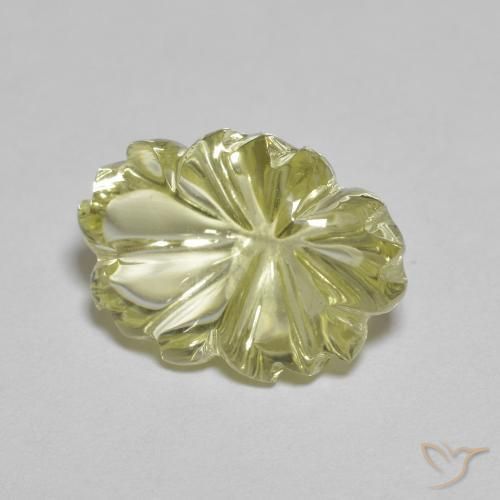 Quartz Jaune crème pâle naturelle Taille Fleur, 6.59 ct, Transparent