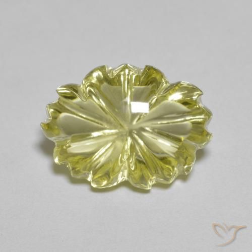 6.77ct Naturel Jaune citron Quartz, Taille Fleur, Transparent