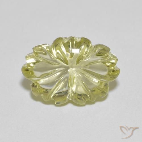 6.48ct Naturel Jaune verdâtre Quartz, Taille Fleur, Transparent
