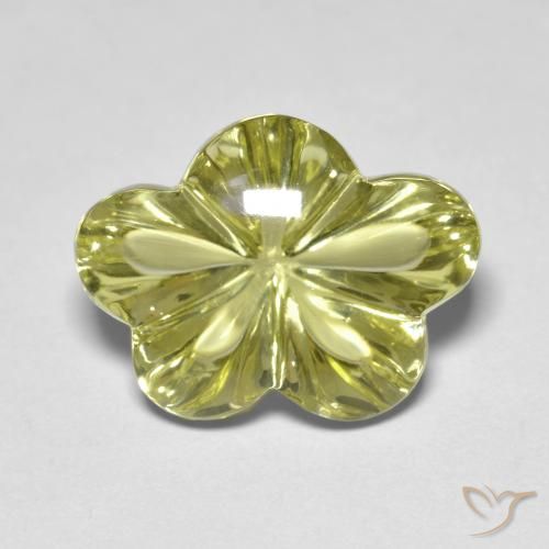 9.59ct Naturel Jaune verdâtre Quartz, Taille Fleur, Transparent