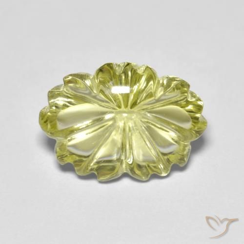 6.53ct Naturel Jaune verdâtre Quartz, Taille Fleur, Transparent