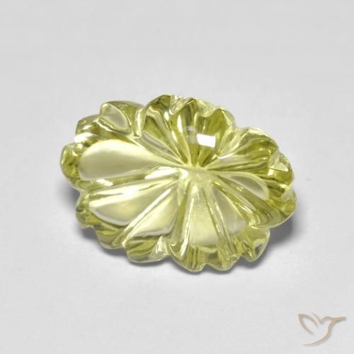 Quartz Jaune verdâtre naturelle Taille Fleur, 6.53 ct, Transparent