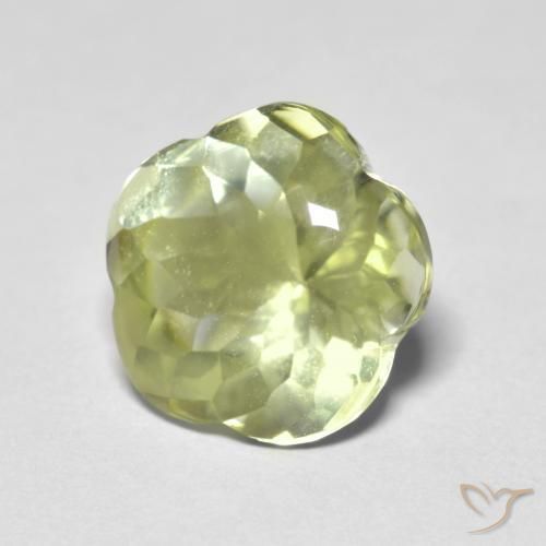 Quartz Jaune clair naturelle Taille Fleur, 4.58 ct, Transparent