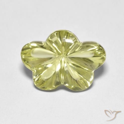 6.25ct Naturel Jaune verdâtre Quartz, Taille Fleur, Transparent