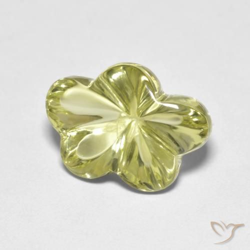 Quartz Jaune verdâtre naturelle Taille Fleur, 6.25 ct, Transparent