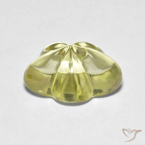 Quartz Jaune verdâtre naturelle Taille Fleur, 6.25 ct, Transparent