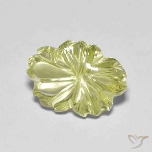 Quartz Jaune clair naturelle Taille Fleur, 6.40 ct, Transparent