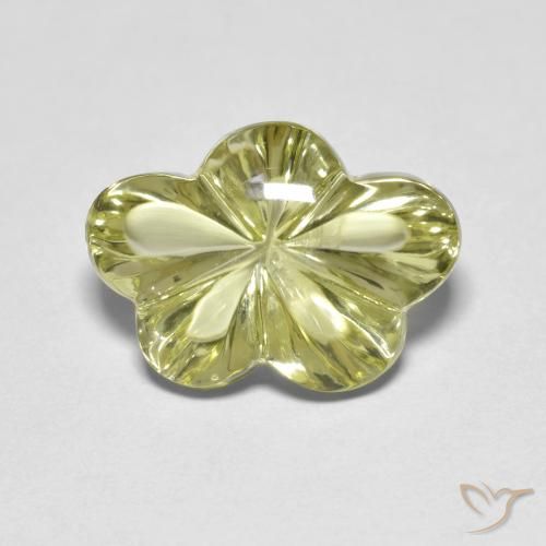 6.31ct Naturel Jaune verdâtre Quartz, Taille Fleur, Transparent