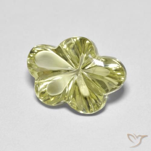 Quartz Jaune verdâtre naturelle Taille Fleur, 6.31 ct, Transparent