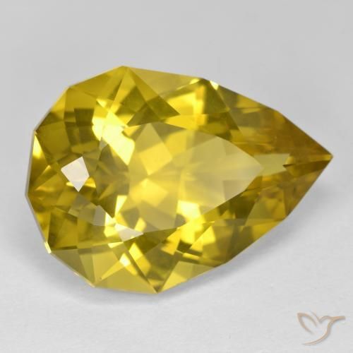 Quartz jaune naturelle en forme de poire, 20,62 ct, VS