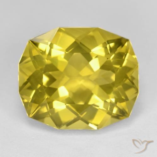 Quartz jaune naturelle coupe coussin, 16,31 ct, VVS-VS
