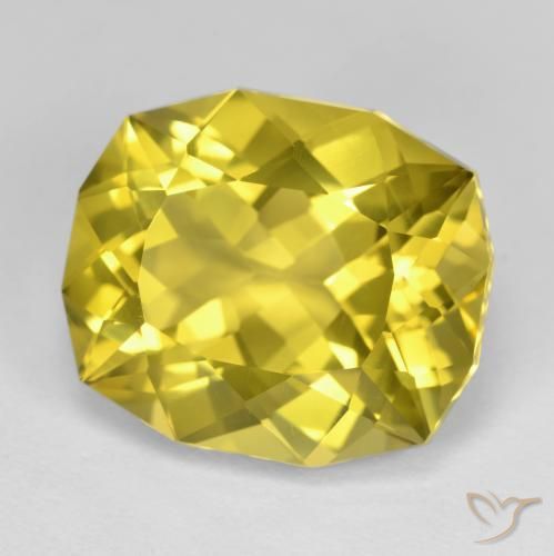 Quartz jaune naturelle coupe coussin, 16,31 ct, VVS-VS