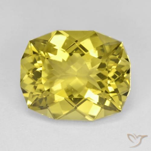 Quartz Jaune moyen naturelle Coussin, 11.42 ct, VVS-VS