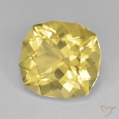 Quartz Jaune doré léger naturelle Coussin, 8.35 ct, VS