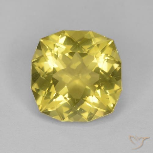 Quartz Jaune pâle naturelle Coussin, 6.40 ct, VS