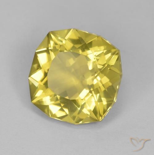 Quartz Jaune pâle naturelle Coussin, 6.40 ct, VS