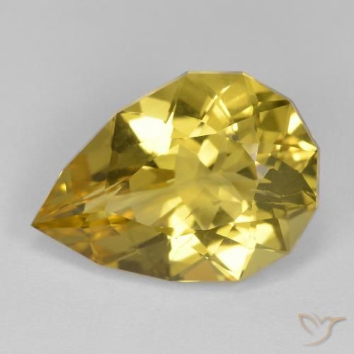 10.59ct Naturel Doré jaunâtre Quartz, En forme de poire, VS