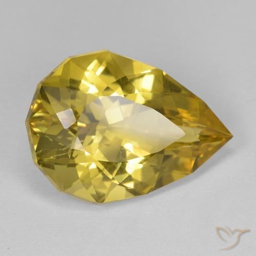 Quartz Doré jaunâtre naturelle En forme de poire, 10.59 ct, VS