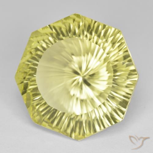 Quartz Jaune ananas léger naturelle Octogone / coupe Émeraude, 16.93 ct, VVS