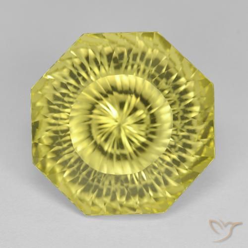 12.79ct Naturel Jaune clair Quartz, Taille émeraude, VVS