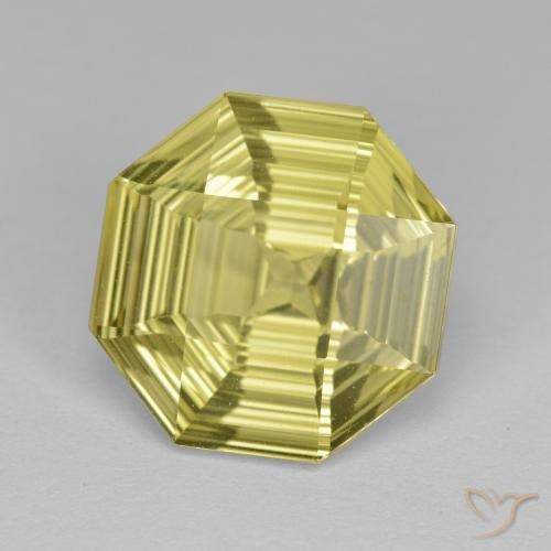 Quartz Jaune ananas léger naturelle Octogone / coupe Émeraude, 5.25 ct, VVS