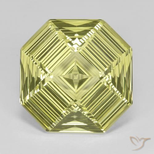 13.24ct Naturel Jaune clair Quartz, Taille émeraude, VVS