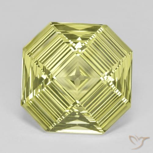 12.31ct Naturel Jaune verdâtre Quartz, Taille émeraude, VVS