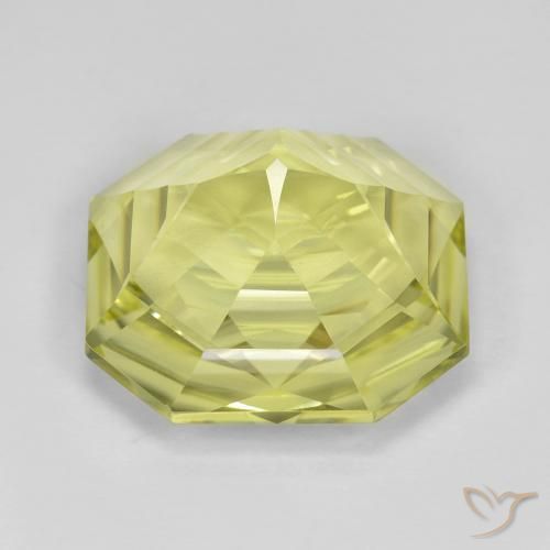 Quartz Jaune verdâtre naturelle Octogone / coupe Émeraude, 12.31 ct, VVS