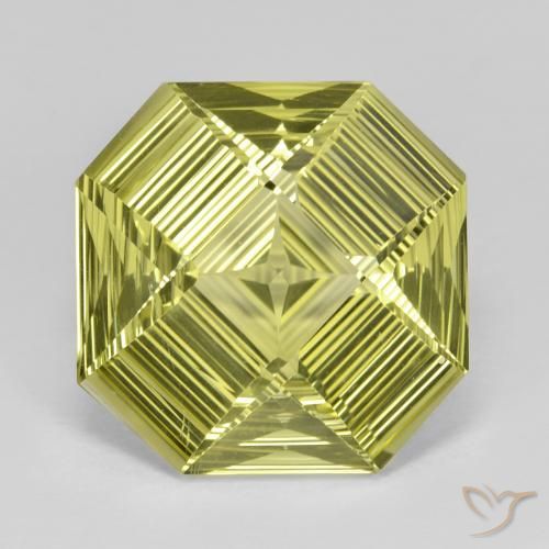 13.31ct Naturel Jaune verdâtre Quartz, Taille émeraude, VVS