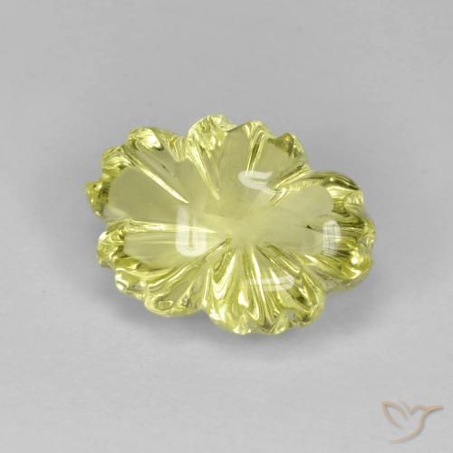 6.38ct Naturel Jaune citron Quartz, Taille Fleur, Transparent