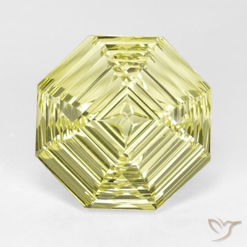 14.36ct Naturel Jaune verdâtre Quartz, Taille émeraude, VVS
