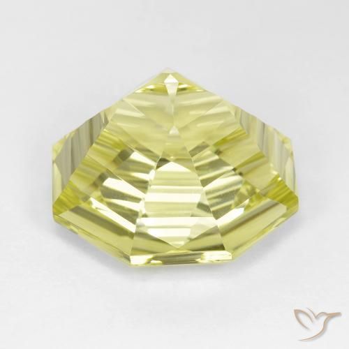 Quartz Jaune verdâtre naturelle Octogone / coupe Émeraude, 14.36 ct, VVS