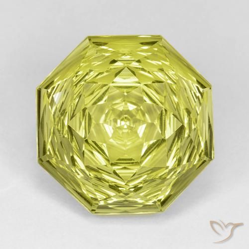 13.29ct Naturel Jaune citron Quartz, Taille émeraude, VVS