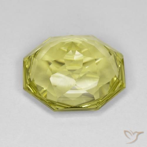 Quartz Jaune citron naturelle Octogone / coupe Émeraude, 10.48 ct, VVS