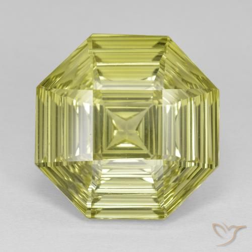 13.98ct Naturel Jaune citron Quartz, Taille émeraude, VVS