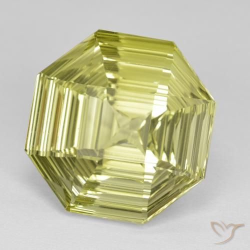 Quartz Jaune citron naturelle Octogone / coupe Émeraude, 13.98 ct, VVS