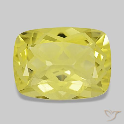 Quartz jaune naturelle coupe coussin, 5,60 ct, VVS