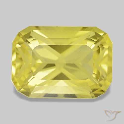 Quartz jaune naturelle taille émeraude, 8,97 ct, VVS