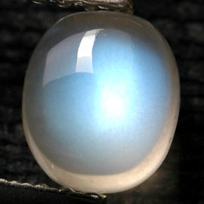 Pierre de lune arc-en-ciel blanc naturelle transparent, 1,09 ct, transparent / translucide