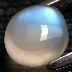 Pierre de lune arc-en-ciel blanc naturelle transparent, 1,09 ct, transparent / translucide