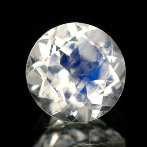 Pierre de lune arc-en-ciel bleue naturelle coupe roude, 0,79 ct, VS