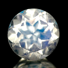 Pierre de lune arc-en-ciel blanc naturelle transparent, 0,80 ct, transparent / translucide