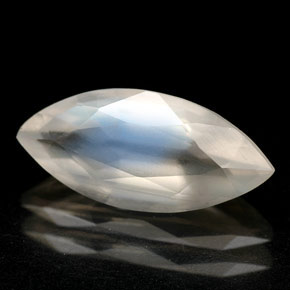 Pierre de lune arc-en-ciel blanc naturelle transparent, 1,58 ct, transparent / translucide