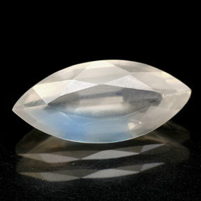 Pierre de lune arc-en-ciel blanc naturelle transparent, 1,58 ct, transparent / translucide